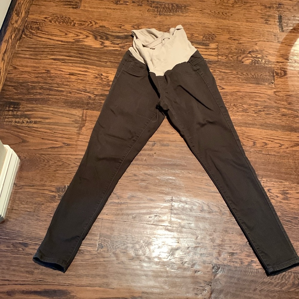 Indigo blue medium green maternity pants skinny leg, EUC Motherhood Maternity
